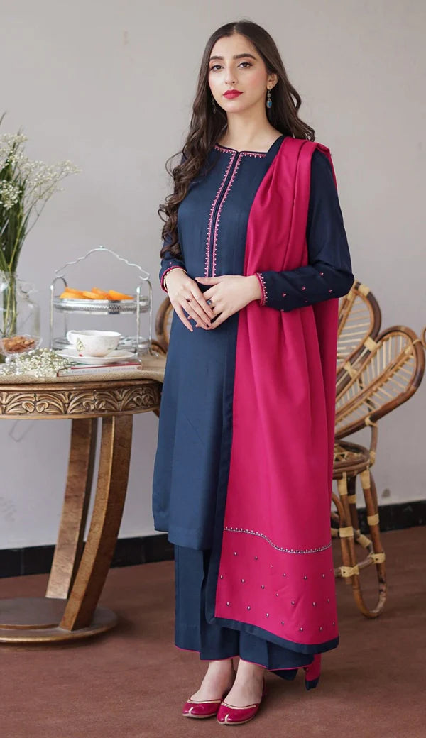 Embroided Dhanak 3PC