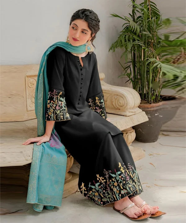 Embroided Dhanak 3PC